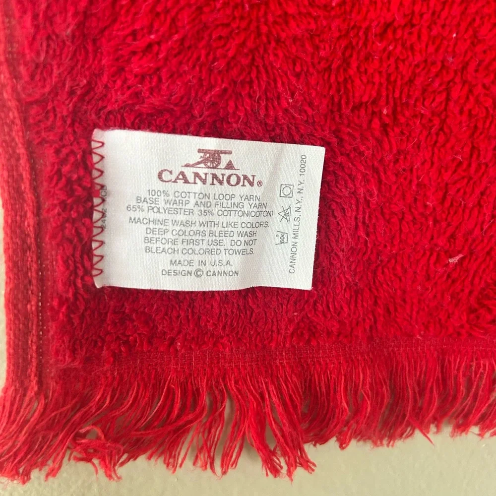 Cannon Vintage Red Christmas Hand Towel Made in USA 100% Cotton “JOY”